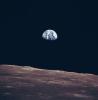 Earth rising, as seen from the moon